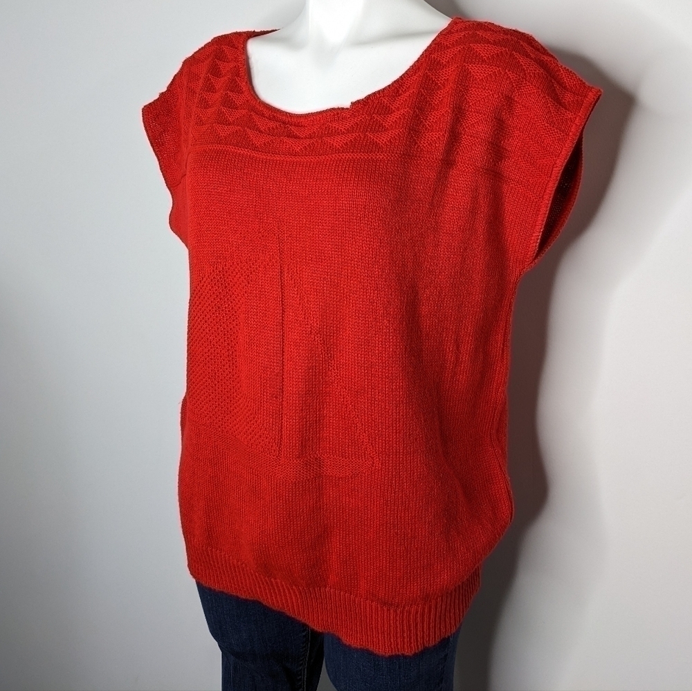 ✨3/$15 Vintage Sweaters USA red sailboat short sleeve sweater L - Picture 2 of 10